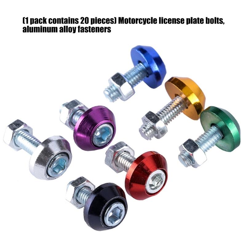 Motorcycle Plate Mounting Hardware with Anodized Countersunk Washers, Socket-Head Bolts and Nuts for Replacement