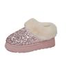 Furry Cotton Shoes Padded Warm Snow Botas Women Non-slip Comfort Home Slippers Outdoor Flat Sequins Shoes Women Platform Boots