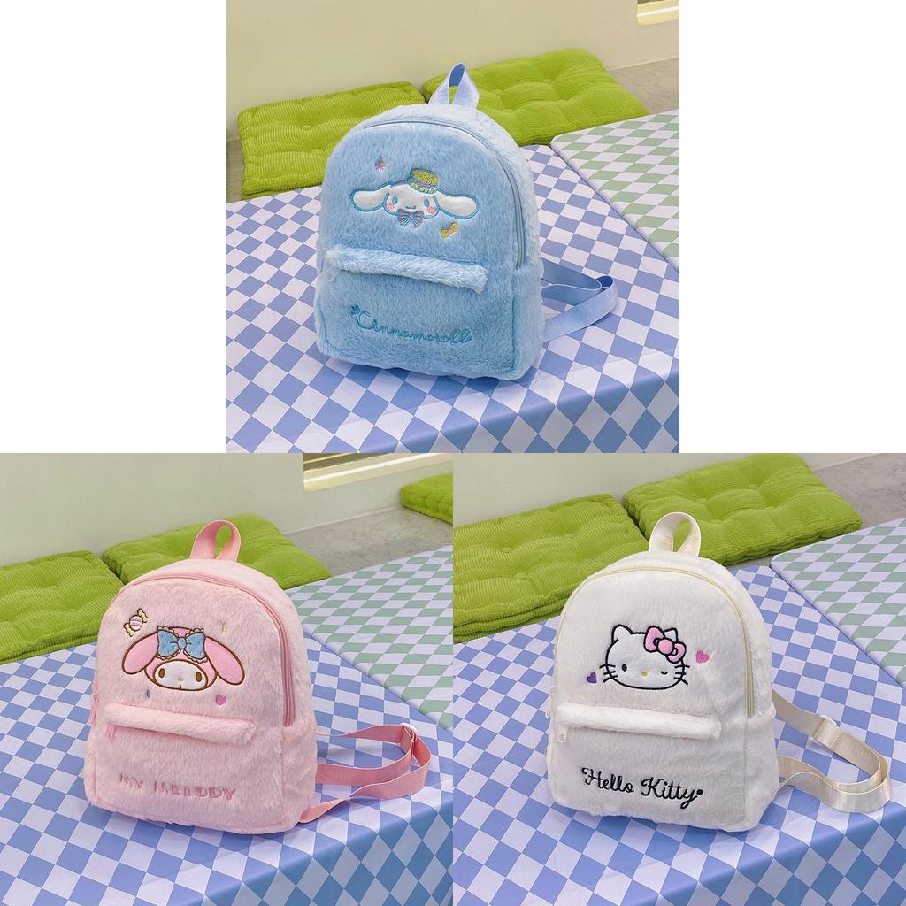 My Melody Plush Backpack Girls School Bag With Durable Material For Daily Use
