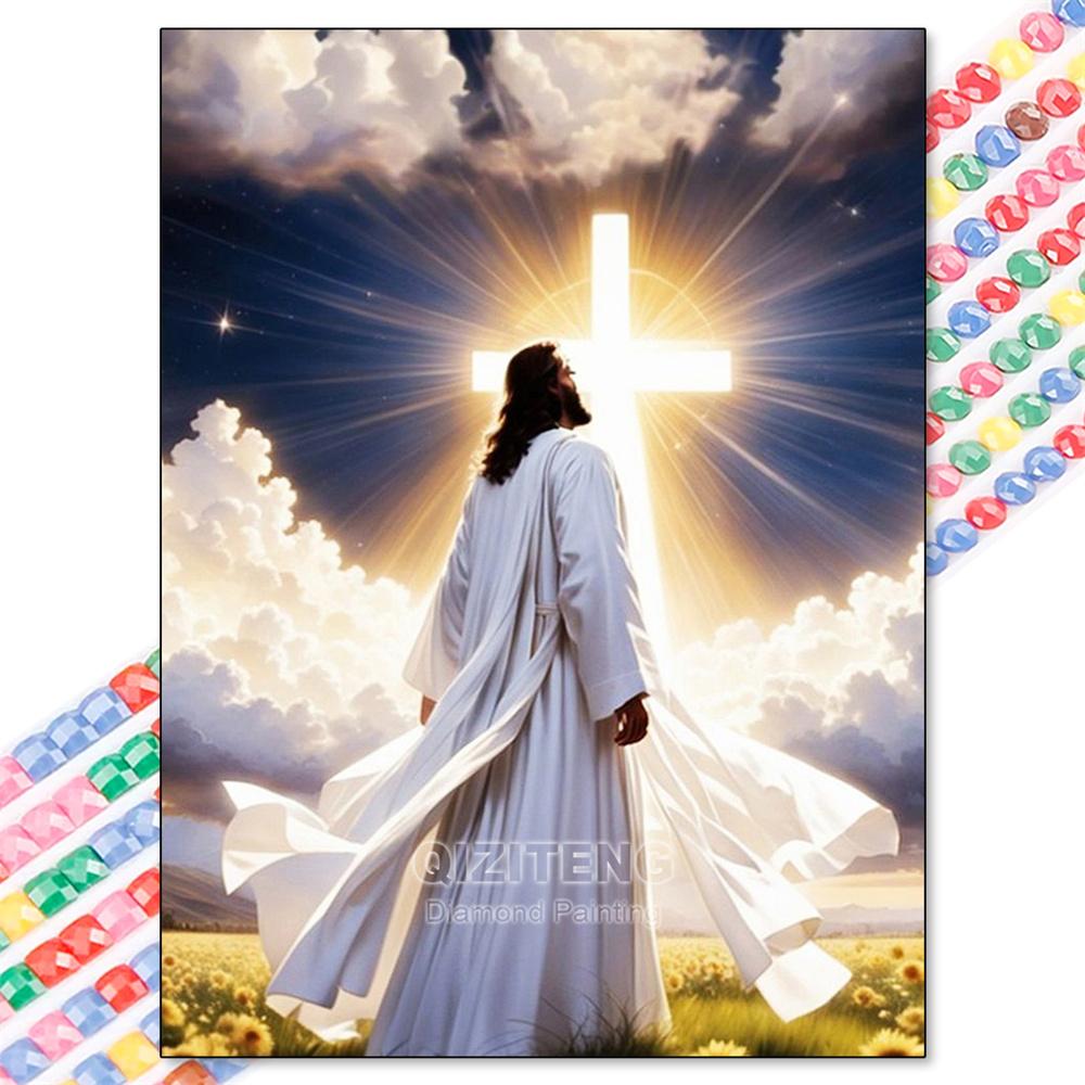5D Diamond Painting Kit Jesus Cross Religious Sticker Diamond Embroidery Handmade DIY Mosaic Home Decoration Adult Gifts