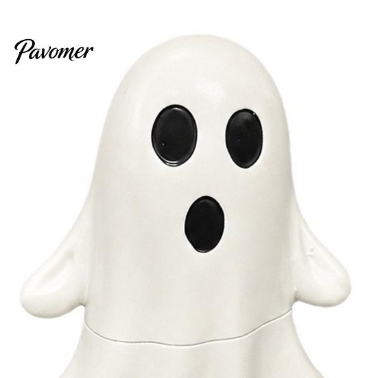 Portable Decorative Figurine Cute Ghost Night Light with Spring Base, USB Powered Mini Spooky Halloween Dynamic Ornament Tree Topper LED for
