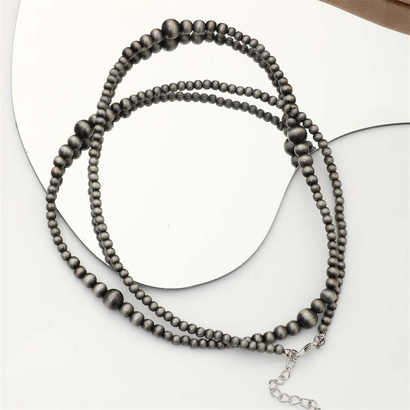 Vintage Gray Imitation Pearl Choker Necklace For Women Elegant Handmade Beaded CCB Long Chain Necklace Jewelry Gifts