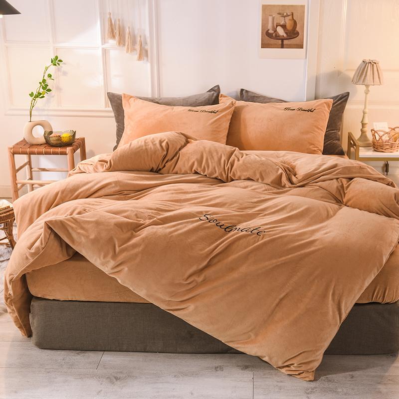 WOSTAR Winter warm milk velvet duvet cover 220x240 bedding set couple luxury double bed quilt cover twin full queen king size