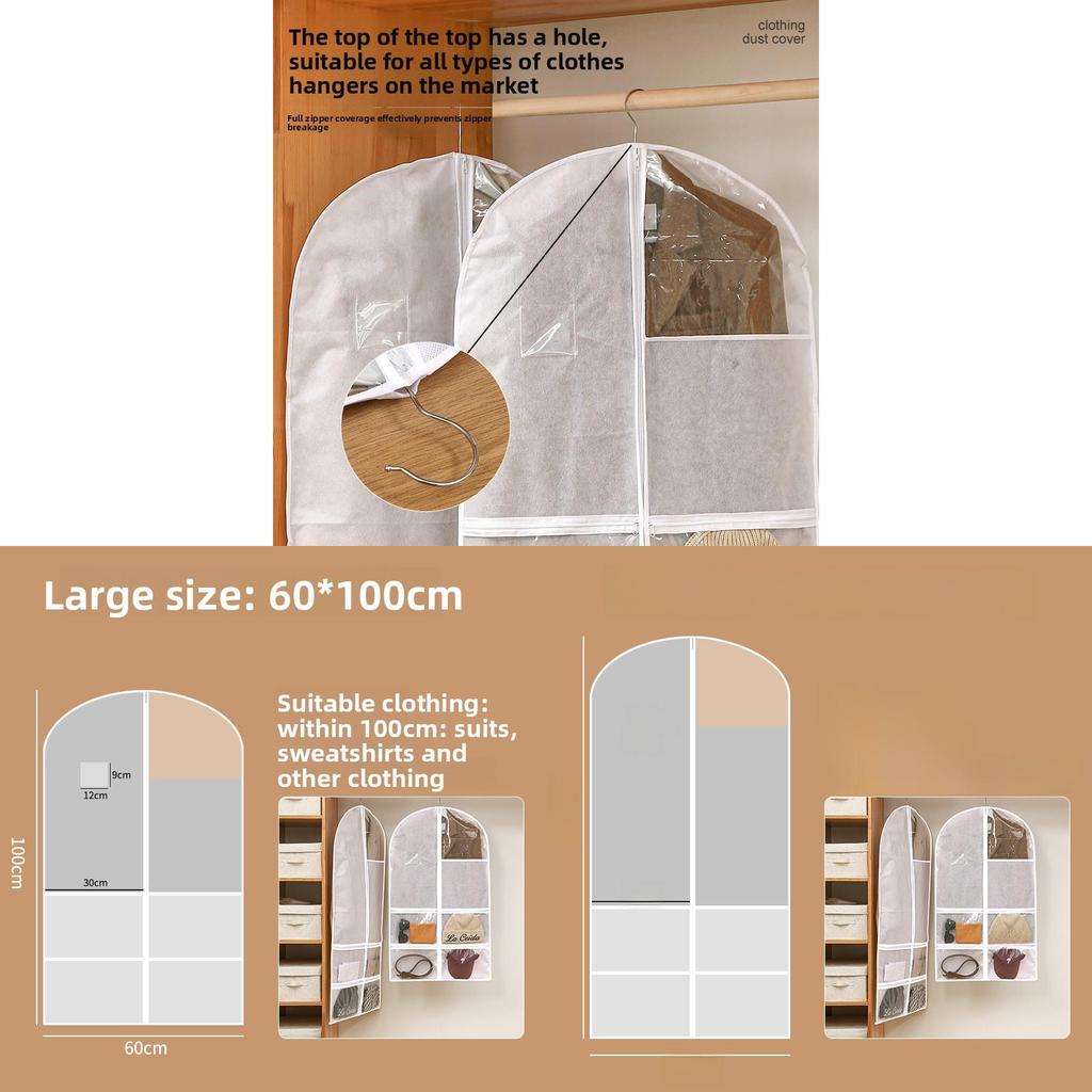 Clothes Dust Cover With Waterproof Fabric For Indoor Closet Storage