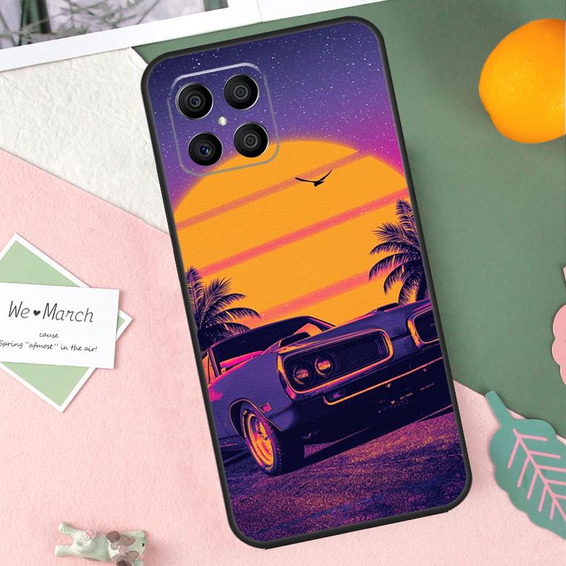 Synthwave 80's Retro Neon vaporwave Case For Honor X9b X8b X9a X8a X8 X9 X9c 50 70 90 Lite Honor 200 Pro Magic 7 5 6 Lite Cover