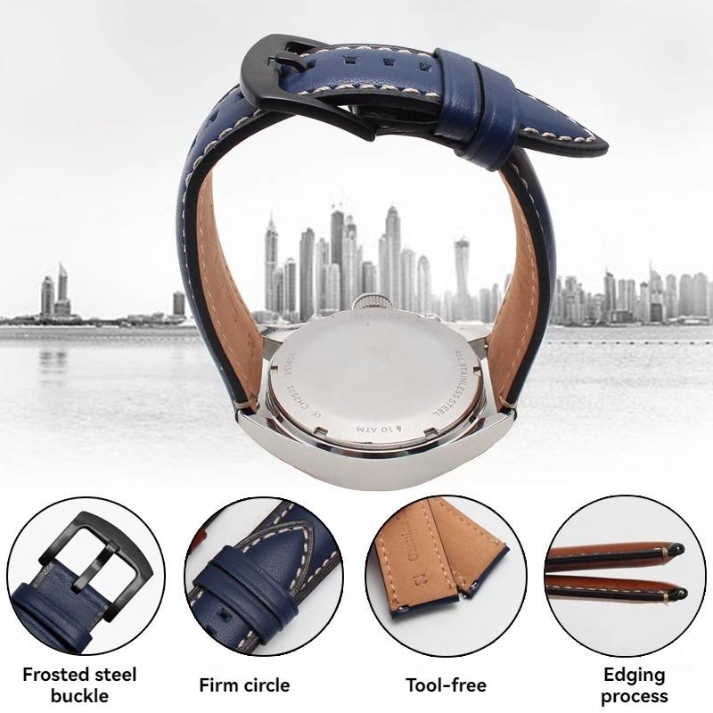 For Fossil Cowhide Leather Strap Men Black Blue Wristband Q Smart FTW1114 ME3110 FS5436 Quick Release Watchband 20mm 22mm 24mm