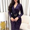 Fall Winter Women's Sexy Bodycon Velvet Evening Dress For Crossborder Party Cocktail