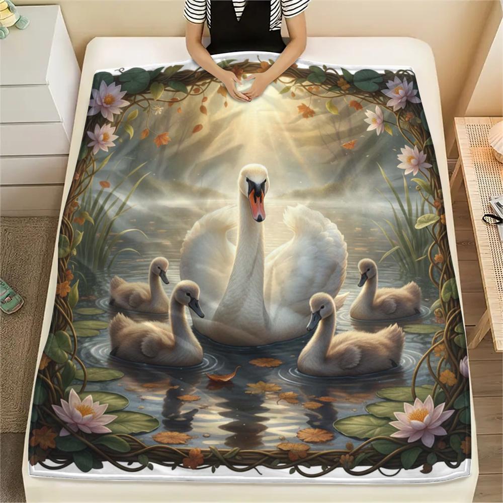 1 ks Flanelová deka s kresleným potiskem, Vysoce kvalitní, Pohodlná pro všechna roční období, Domácí dekorace, Teplo a pohodlí, Perfektní jako vánoční dárek k narozeninám