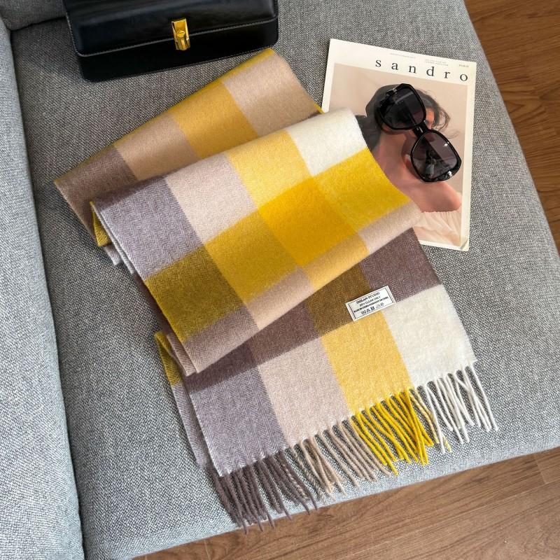 100% Wool Knitted Scarf Unisex Winter Warm Accessory Classic Plaid Long Neck Wrap Men Women
