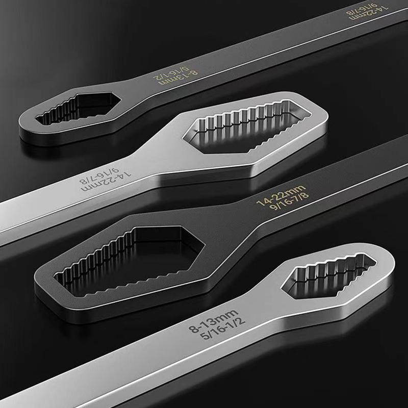 1pc Universal Double Ended Wrench, Self-Tightening 3-17mm Screw Nuts Repair Wrench, Double-Headed Ratchet Spanner, Adjustable