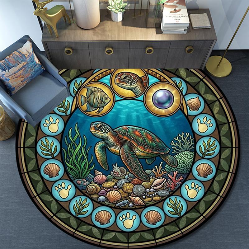 Oceanic Glass Round Area Rug Under Office Chairs Bedroom Living Room Home Decor