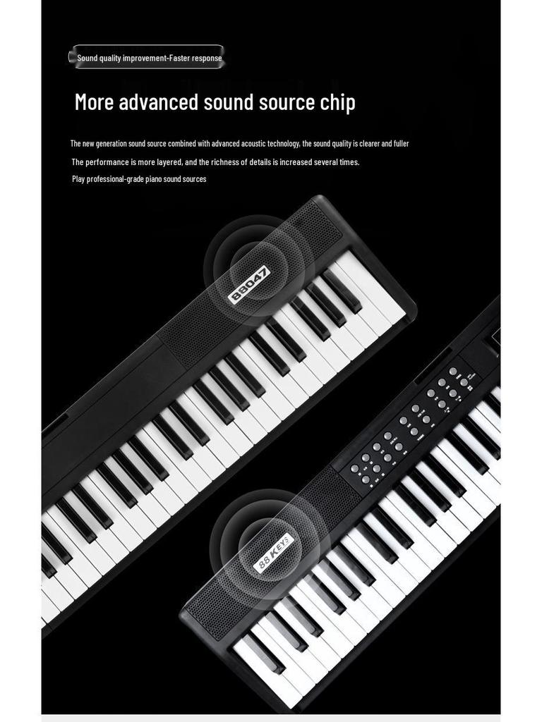 Rechargeable 88-Key Foldable Digital Piano: Bluetooth & MIDI, Perfect for Beginners & Kids