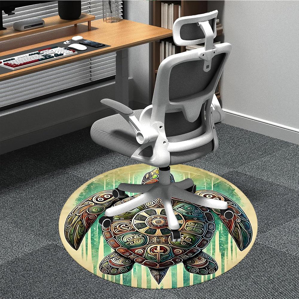 

1pc Turtle Artwork Chair Carpet for Office Non-Slip, Machine Washable Rug for Office, Room - Holiday Decor, Machine Made yy251016106 80cm by 80cm