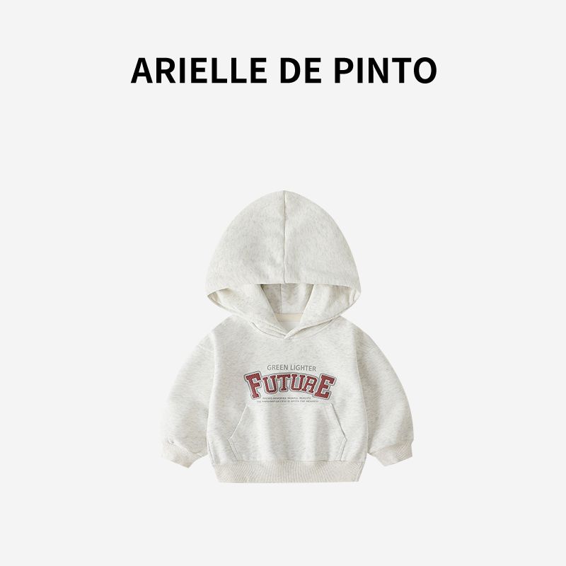 French Arielle De Pinto Kidsren s Sweatshirt Spring & Fall Fashionable Casual Boys  Long-Sleeved Hooded Lettered Clothing Gray 90