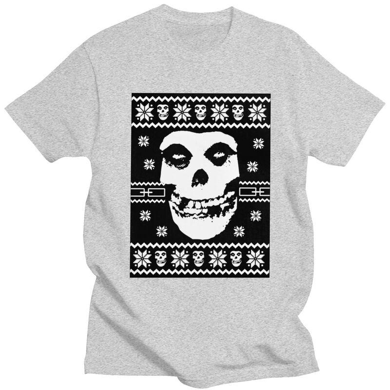 Custom Male Horror Punk Rock Misfits SKull T Shirts Short Sleeves Cotton Tshirt Streetwear Tshirt Casual Tees Slim Fit Clothes