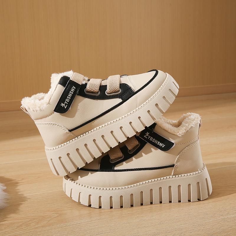 

Женские зимние ботинки на толстой платформе, нескользящие ботильоны с подкладкой из искусственного меха, зимние теплые высокие кроссовки для ходьбы, женская удобная короткая обувь 40