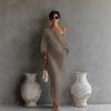 New Summer Fashion High-End Women's Long Sleeve Off-Shoulder Maxi Dress Mid-Waist Tucked-In Style