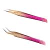 Double Ended Nail Art Tweezers for Women Stainless Steel Tweezer Straight Curved Tweezers with Silicone Pressing Head