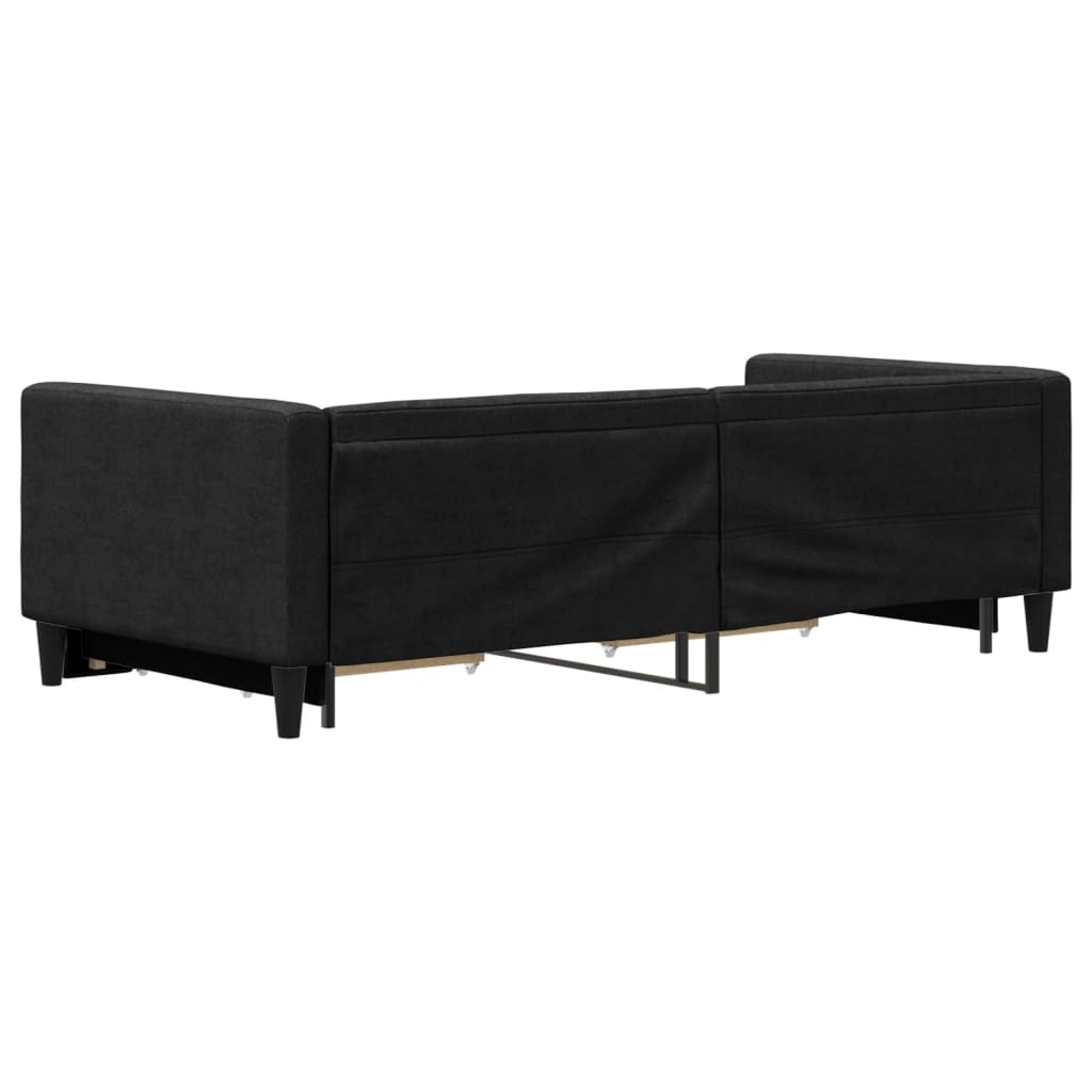 Vidaxl Extendable Sofa With Drawers, Black, 90X200 Cm, Fabric