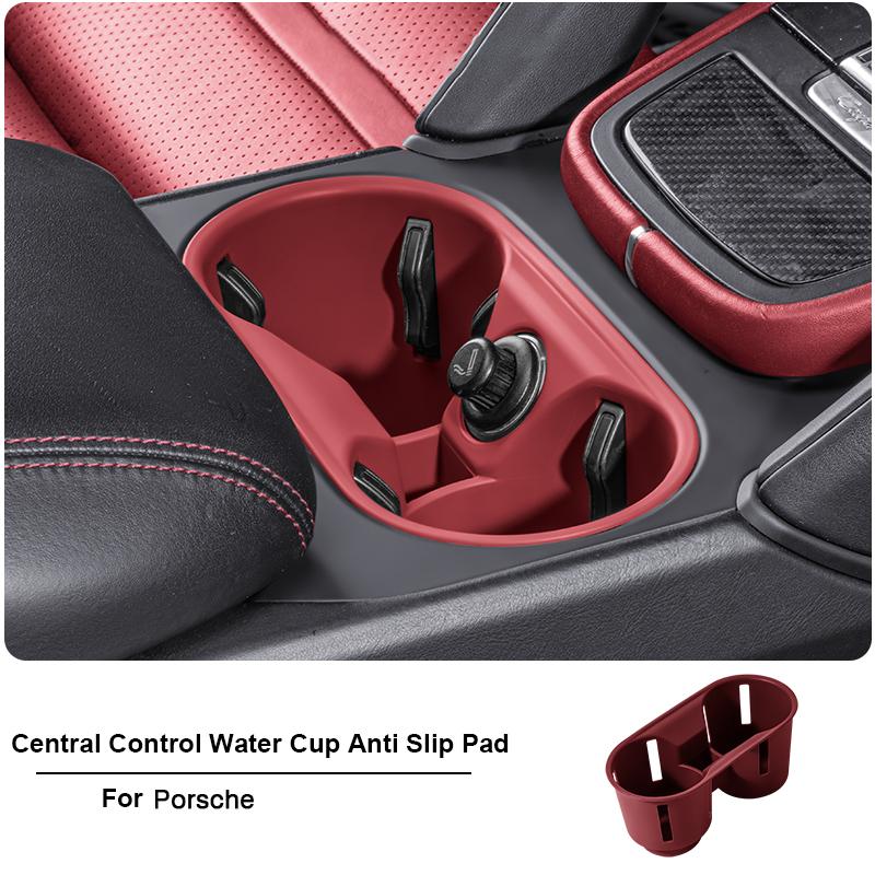 Silicone Car Center Storage Box Cup Holder For Porsche Macan Cayenne Soft Waterproof Central Console Organizer Protector