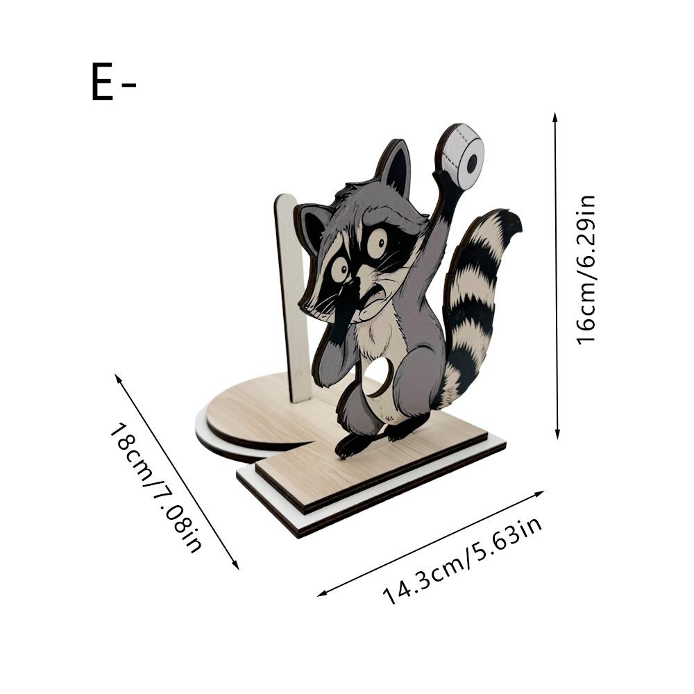 Creative and Funny Wooden Cartoon Animal Vertical Bathroom Entrance Countertop. Bathroom Personalized Roll of Toilet Paper Holder.