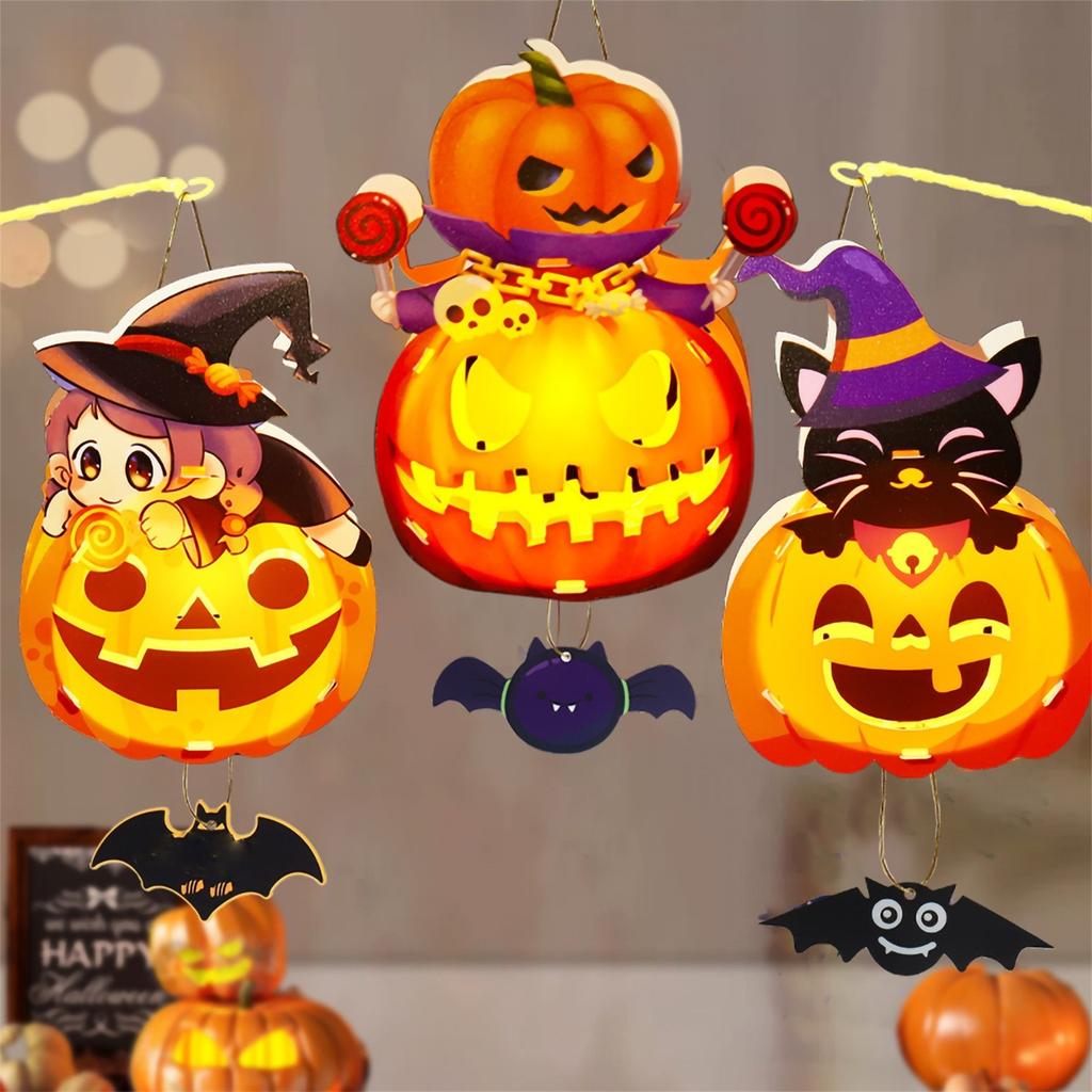 Halloween Pumpkin Handmade DIY Material Children's Handheld Luminous  Decoration Party Supplies