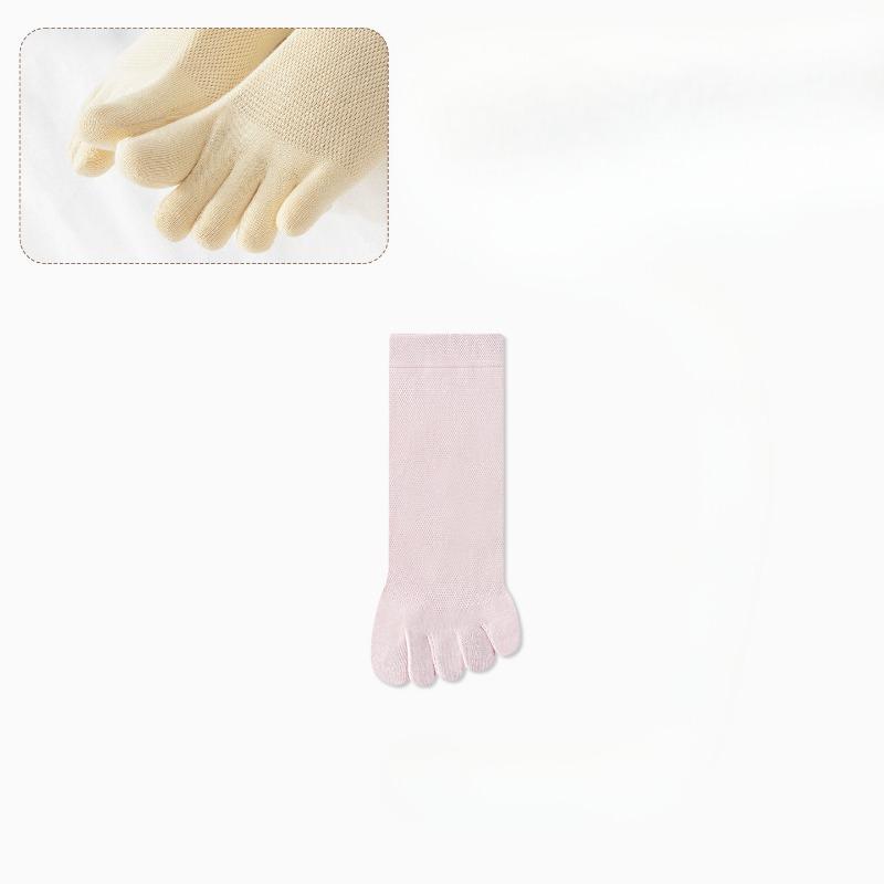 Female Summer Thin Style Sweat Absorbing Breathable Mesh Tube Five Finger Cotton Socks