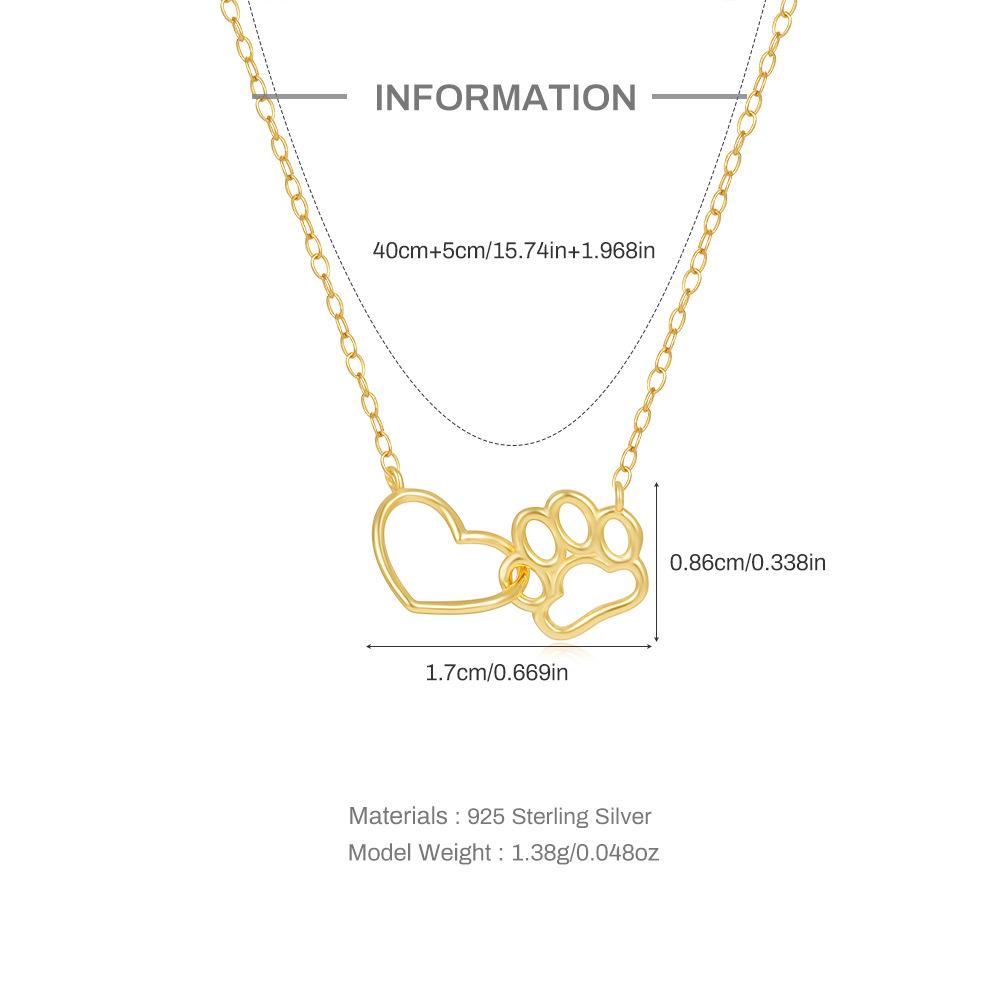 Fashion Simple S925 Sterling Silver Love Cat Claw Double Element Versatile Hipster Ladies Clavicle Necklace