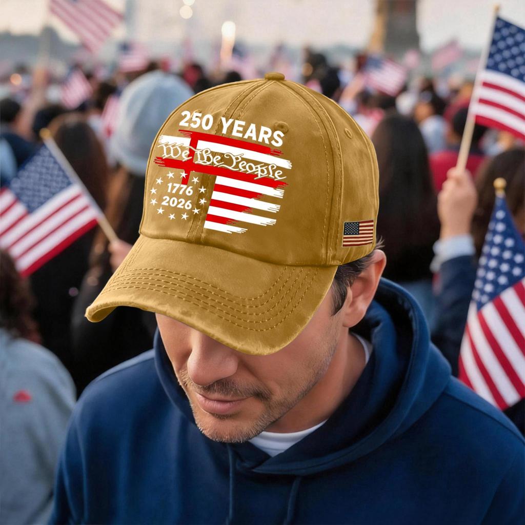 Men's and Women's Matching American 250th Anniversary Anniversary Embroidered Vintage Washed Baseball Cap