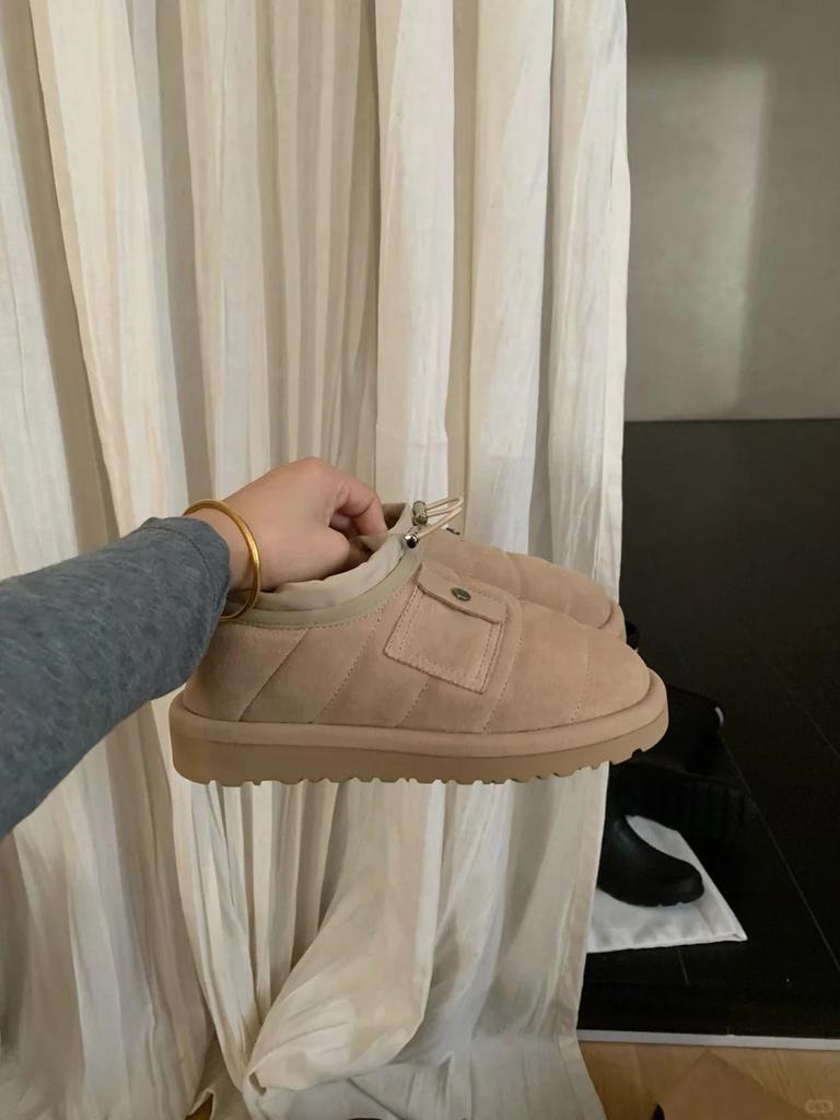 2025 Pocket Caterpillar Versatile Snow Boots Sheep One Pedal Thick-soled Tie Elastic Band Plush Thickened Cotton Shoes