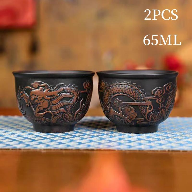 Dragon Master Cup Hand-embossed High-end Ceramic Tea Set Cups Purple Pottery Kung Fu Tea Cup Ceramics Teaware Cup for tea