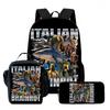 Kids School Backpack Lunch Bag Pencil Case Set - Cartoon Print Oxford Fabric Ergonomic Design Elementary Students