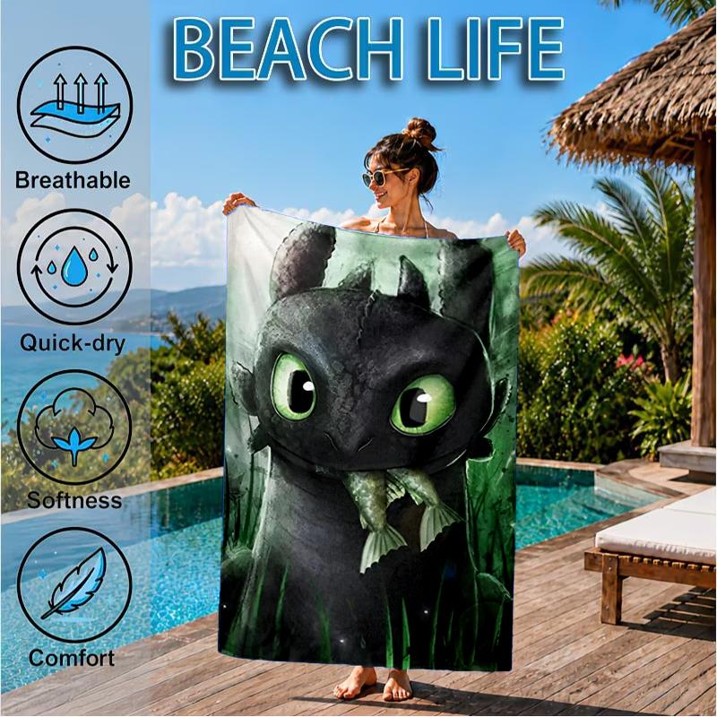Dragon Taming Adventure Beach Towel, Super Soft Microfiber, Perfect Gift for Her/Him, Birthday, for Pool, Beach, Travel, Decor Beach Party