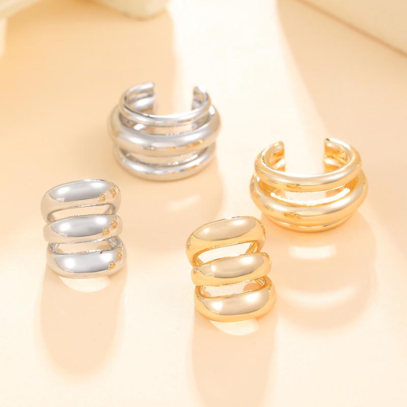 Punk Multi-Layer Metal Ear Clip Vintage Irregular Non Piercing Chunky Round Circle Clip Earring for Women Jewelry Gifts