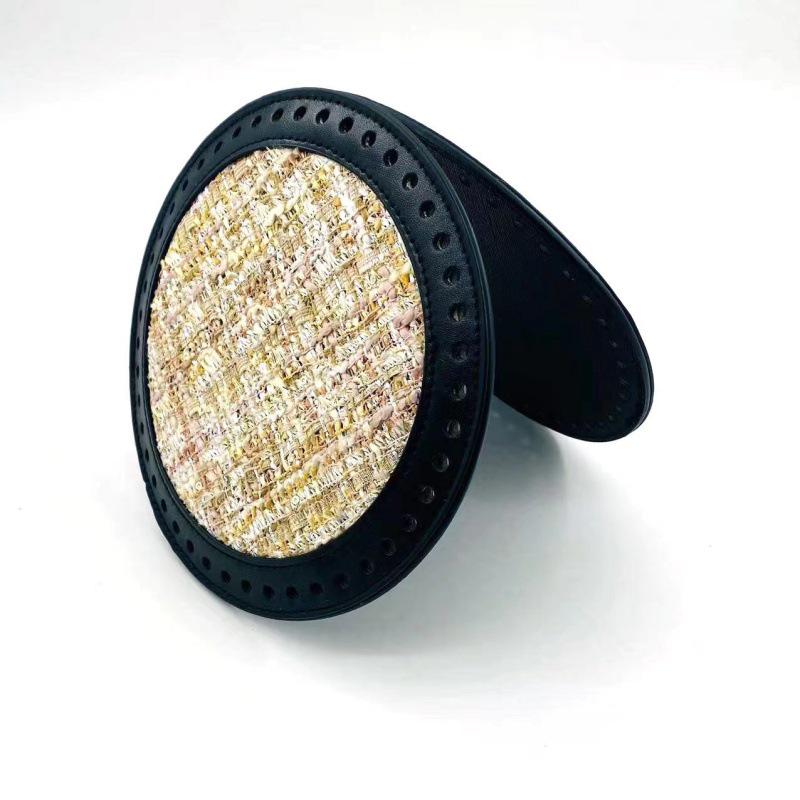 HyunA DIY 18cm Round Woven Rattan Bag with Leather Base and Accessories