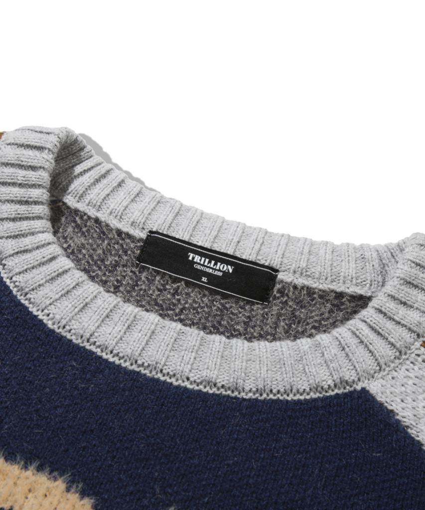 TRILLION Washable Raglan Hairy Graphic Track Knit_Navy