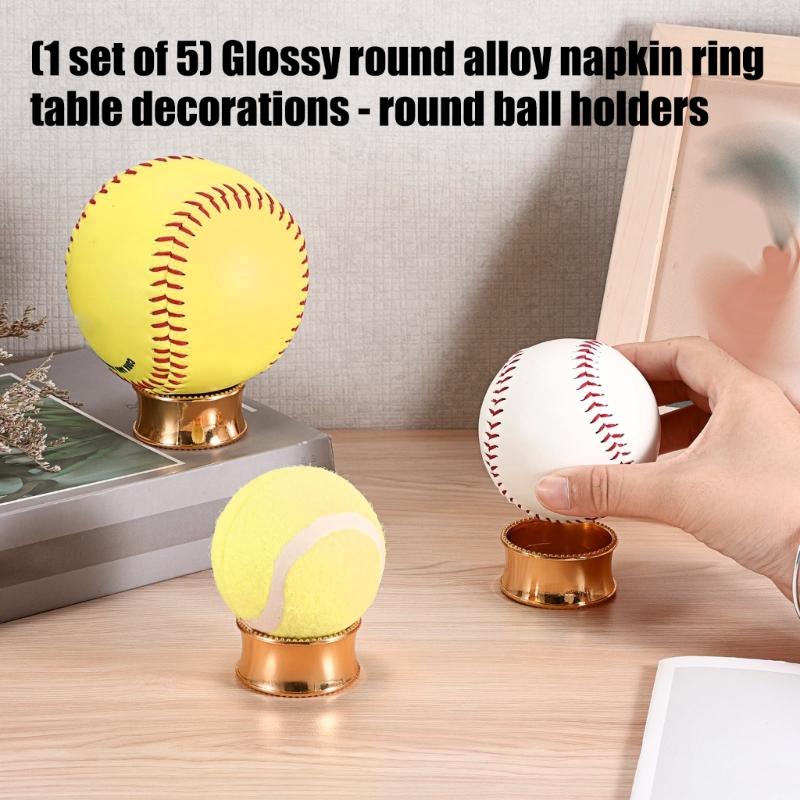 5 Piece Smooth Metallic Sphere Napkin Holders Holiday Dining Decors for Holiday Dining and Contemporary Tabletop Display