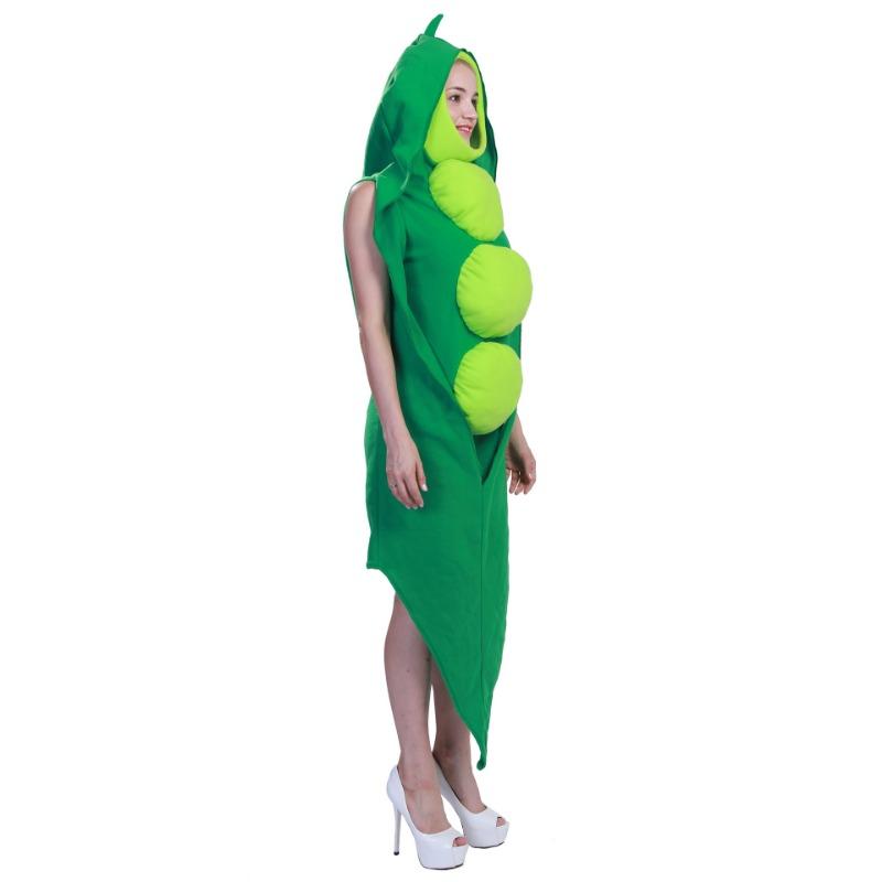 1pcs/set Pea Pod Halloween Costume Vegetable Stage Party Outfit for Group Cosplay Breathable Polyester Adult Kids Funny Dress