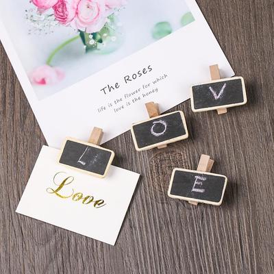 Garden Ornament Memo Price Stand Wooden Notice Sign Chalkboard Message Note Clip Mini Blackboard