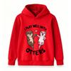 Kids Boys Girls Hoodie Cute Otters Print I Play Well With Otters Casual Long Sleeve Pullover Sweatshirt for Children