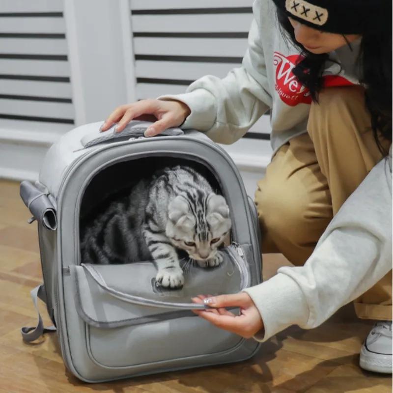 

New Portable Pet Carriers Breathable Mesh Dog Backpack Foldable Large Capacity Cat Carrying Bag Outdoor Travel Pet Supplies белый