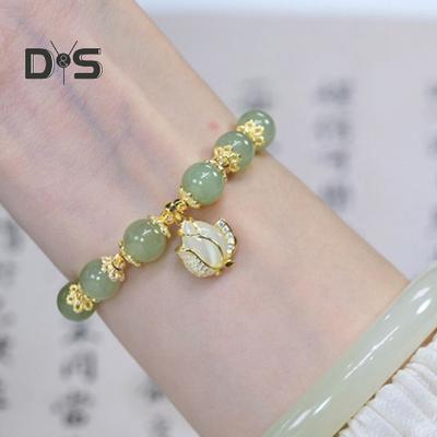 Pulsera de Cuentas de Cristal para Mujer Pulsera con Colgante de Tulipa Pulsera Ajustable de Aleación Joyería Femenina Regalo de Cumpleaños San Valentín para Esposa Novia Ella