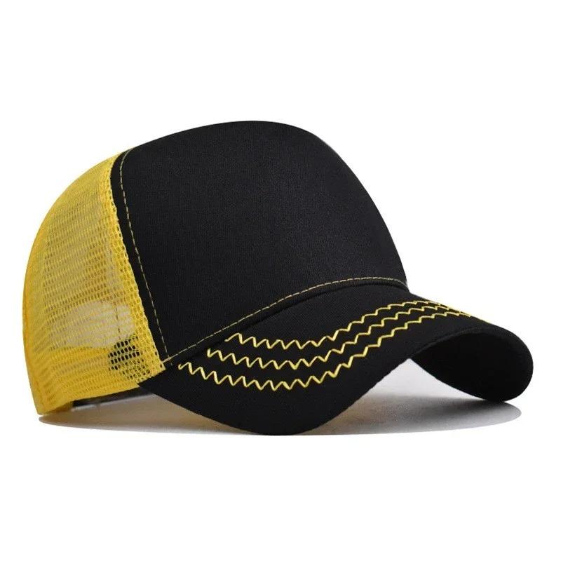 New 5 Pane Mesh Baseball Cap Adult Hip Hop Curved Snapback Hats Summer Sunshade Sun Hat Simple Trucker Advertising Cap