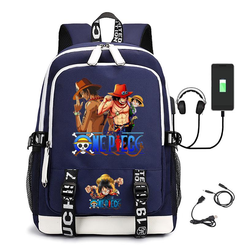 Hot-selling ONE PIECE Luffy backpack usb charging large capacity bag