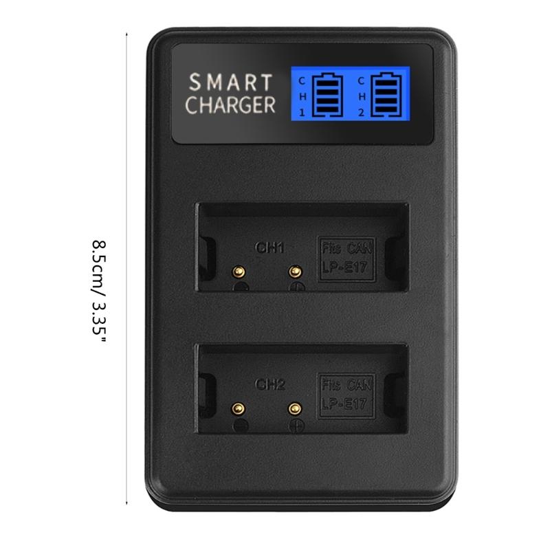 LP-E17 Dual Channel LCD USB Charger for  Eos 750D, Eos 760D, Eos M3 Camera and More (LP-E17-DL)