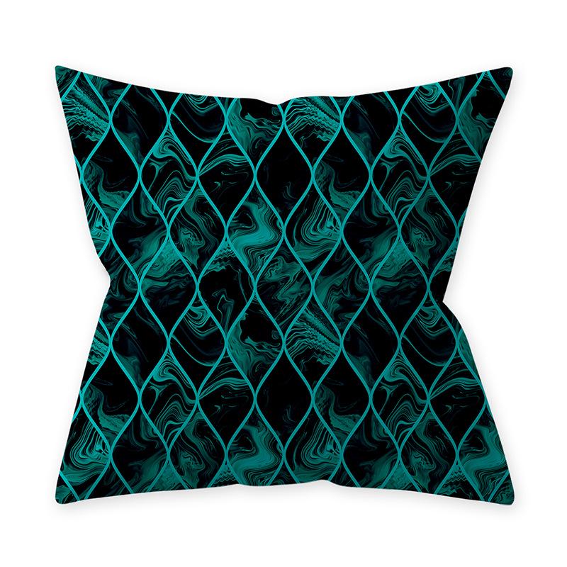 Decorative Green Throw Pillow Teal Blue Leaf Cushion Geometric Pillowcase Nordic Home Decor Sofa Living Room Polyester Pillow