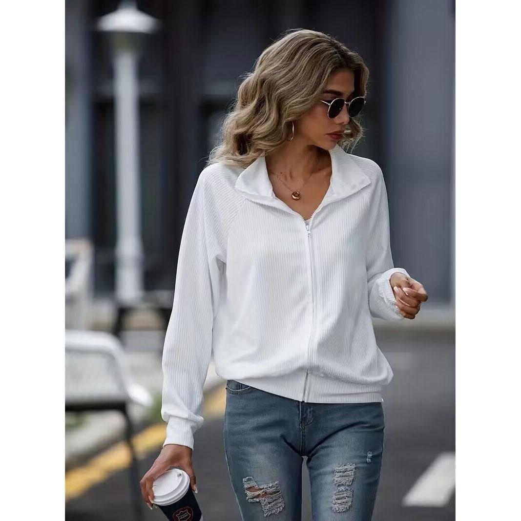 

Женские свободные вязаные толстовки на молнии с воротником, однотонная куртка на молнии спереди, женская одежда XXL