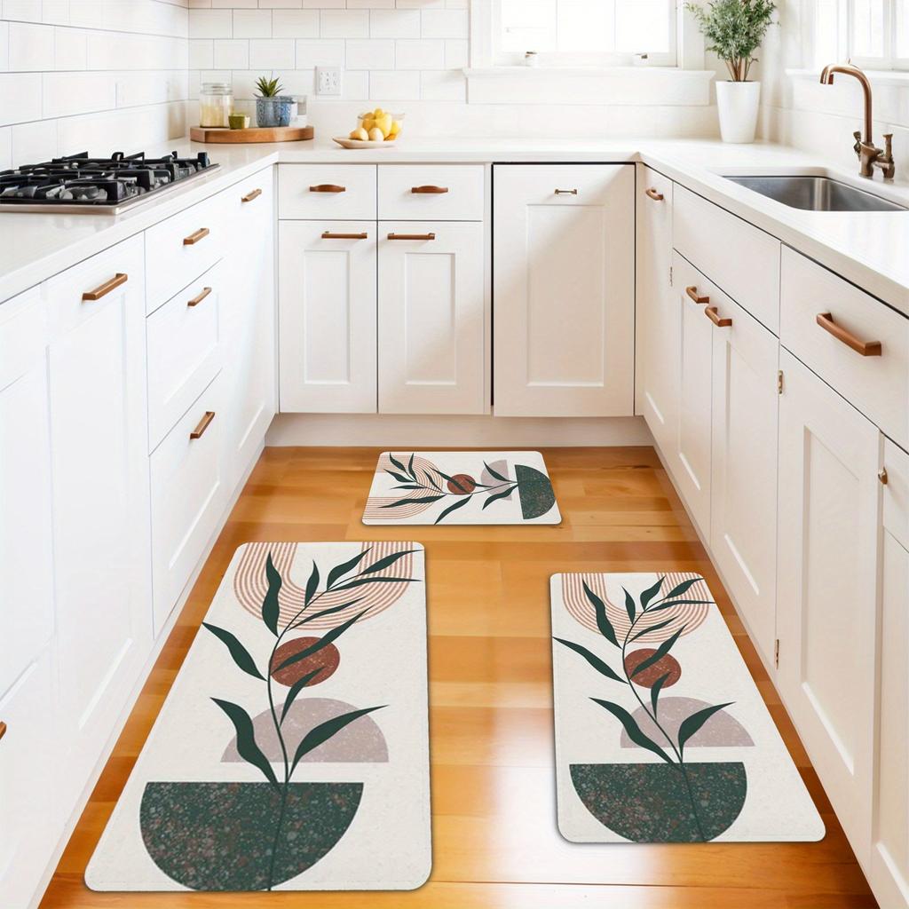 1Pcs Vround and line  Pattern Floor Mat Modern Kitchen polyester Rug Non-Slip Colorful Indoor Carpet, For Home Bathroom Bedroom Living Room Decor