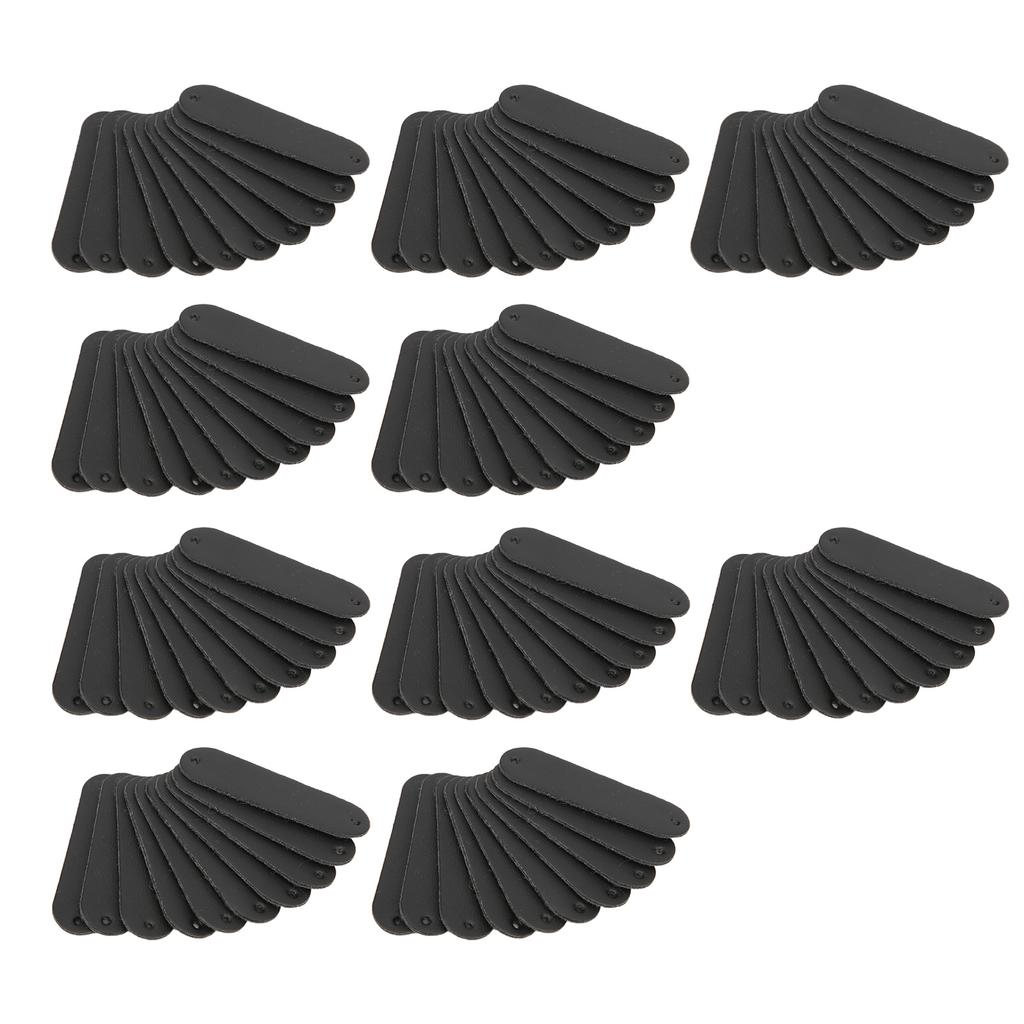 100pcs Crochet Labels 4.5x1.2cm 2 Holes PU Leather Tag Practical Embellishment DIY AccessoriesBlack