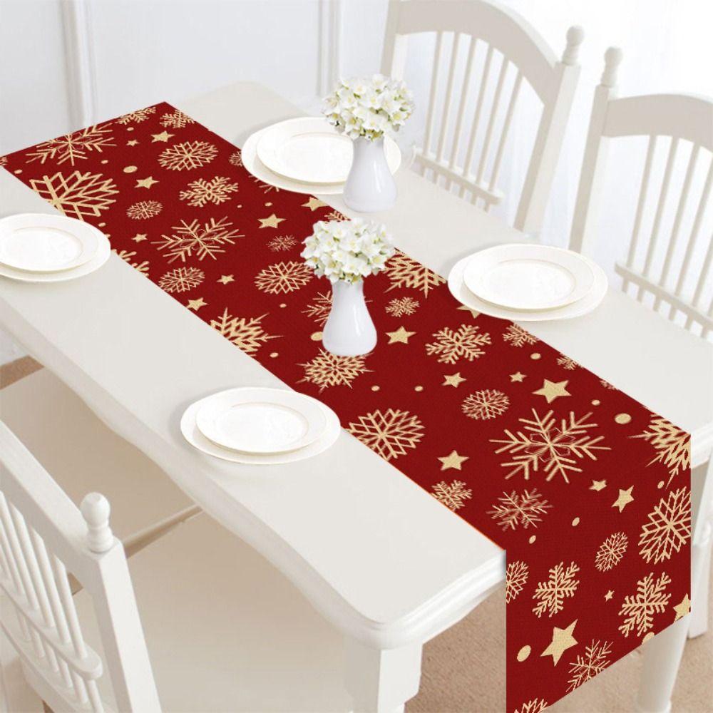Xmas Ornaments 30x182cm Christmas Table Runner Long Luxury Dacron Table Runner Pastoral Style Vintage Tablecloth Party